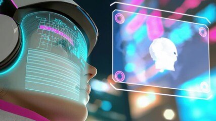 Wall Mural - business and future trends - a futuristic city skyline with holographic business graphs and ai-drive