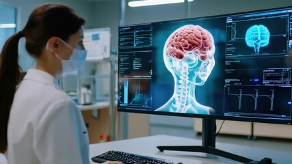 Wall Mural - computer and future trends - a futuristic workstation featuring an ai-powered computer with real-tim