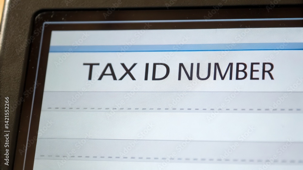 Tax identification number display on a document. Stock Illustration ...