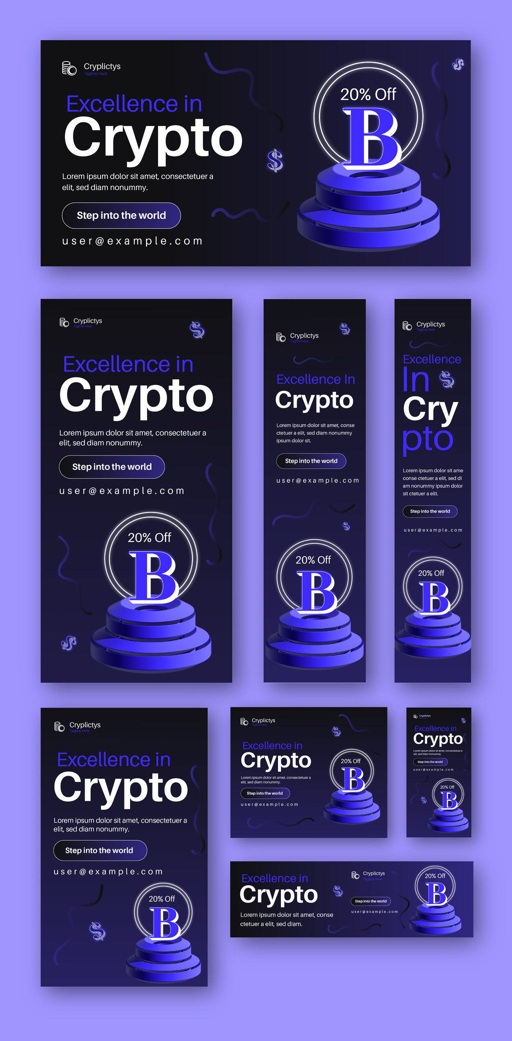 Crypto Currency Web Banner Set Template Stock Template | Adobe Stock