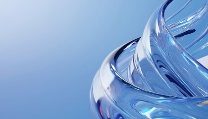 Poster -  fluid blue glass ribbon on gradient background abstract 3d illustration for web design, branding, wallpapers, and modern digital art