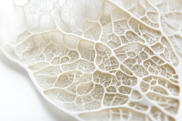 Aufkleber - Intricate green leaf with delicate vein patterns displayed on a white background, highlighting natures design at close range