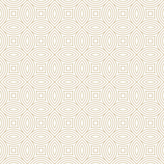 Wall Mural - elegant geometric pattern with repeating ovals, squares and delicate gold striped lines.