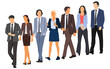 © Galina - Set of young men and women, different colors, cartoon character, group of silhouettes of walking business people, design concept of flat icon, isolated on white background