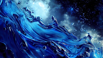 Wall Mural - mesmerizing blue wave abstract imagery set against a dark background with fluid motion and atmospher