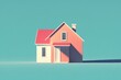 © AlAfiq - Simple and Modern House with Red Roof and Bright Walls against a Soft Blue Background for Minimalist Aesthetic