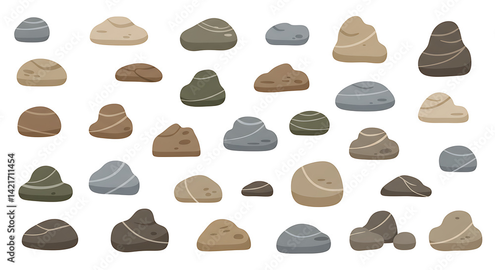 Yellow Rocks Cartoon Collection of Cartoon Rocks and Stones Diverse Shapes and Colors for ...