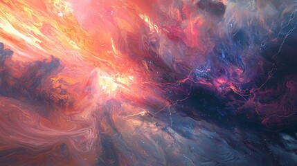 Wall Mural - colorful abstract painting full of vivid hues and intricate patterns creating a unique visual experi