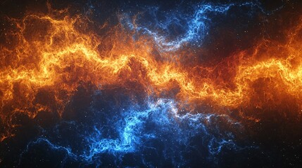 Wall Mural - mesmerizing nebula displaying a captivating blend of orange and blue colors in the cosmic realm with