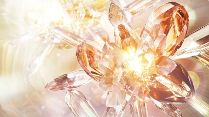 Wall Mural - stunning diamond flower in full bloom with shimmering crystal petals diffusing light creating a magi