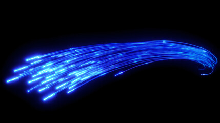 Wall Mural - digital blue light fibers accelerating. dynamic blue optical fibers emitting light, representing hig