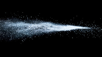 Wall Mural - particle stream flowing from a metallic surface with light reflections and black background creating