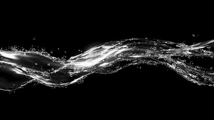 Wall Mural - particle stream flowing from a metallic surface with light reflections and black background creating
