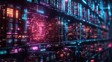 Wall Mural - futuristic digital circuit network, abstract display. possible use background for technology present