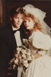 © Stock'd  - vintage wedding portrait photo of bride and groom with puffy white dress 1980s