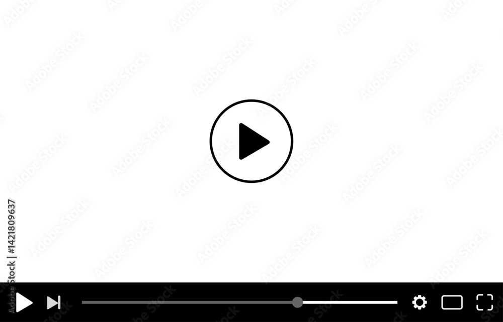 Video player template interface. Video player mockup template with play ...
