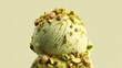 © Mauricio - Delicious pistachio ice cream scoops close up food photography dessert sweet treat summer flavor 100 character