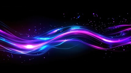 Wall Mural - Abstract background with neon purple and blue wavy lines, glowing effect.