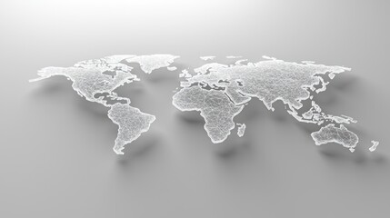 Global network connection, world map, digital data, grey background, technology concept