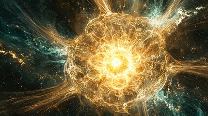 Wall Mural - radiant star positioned at the center of a nebula casting a beautiful glimmering light into the cosm