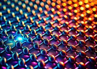 Close-up of Detailed Metal Rivets and Mesh Pattern, Industrial Texture Background