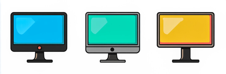 computer monitor display screen technology vector illustration graphic design element set for busine