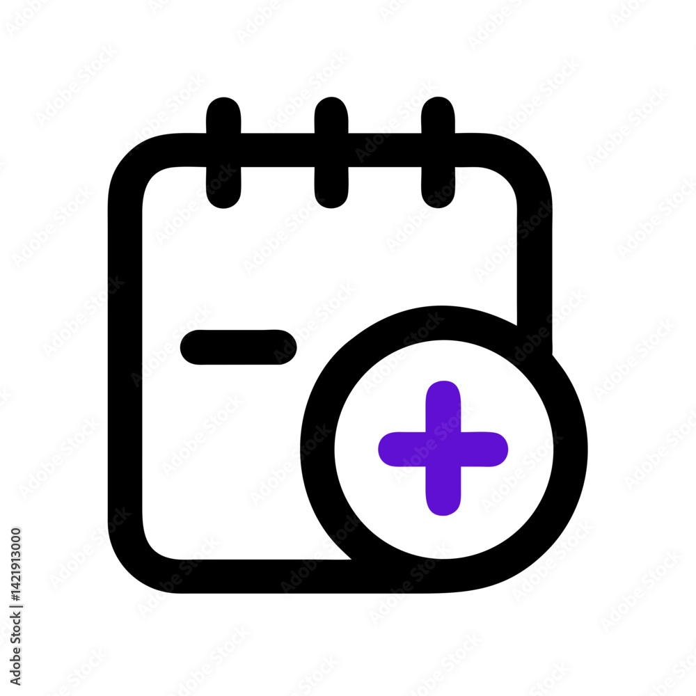 Notepad with Plus Icon Representing Add New Task and Note Creation ...