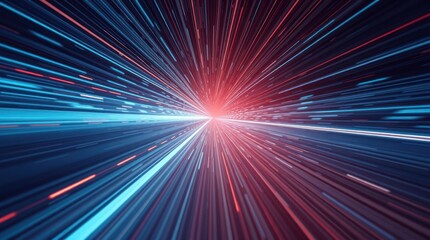 Wall Mural - abstract digital speed tunnel, glowing light streaks, futuristic background, technology concept