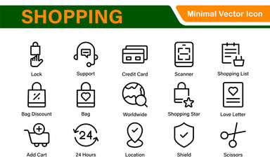 Wall Mural - Set of shopping cart icons. Collection of web icons for online store, from various cart icons in various shapes. Shopping outline icon set.