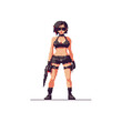 © MI coco - Pixel Art Female Soldier Action Pose, 8-bit Character Design