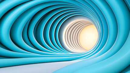 Wall Mural - abstract blue coiled metal tubing tunnel