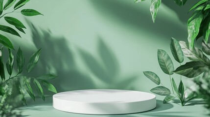 white round template podium mockup for natural organic cosmetic product presentation ad concept on g