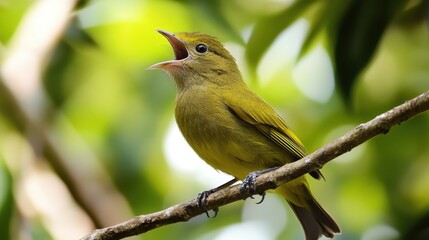 a small bird with bright feathers sits on a branch