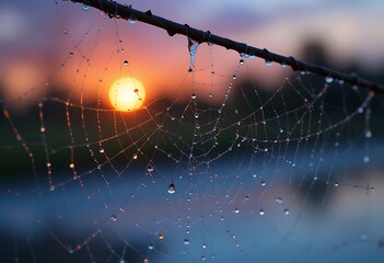 spider web on the morning dew