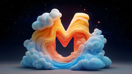 Wall Mural - cosmic letter m galaxy moon design