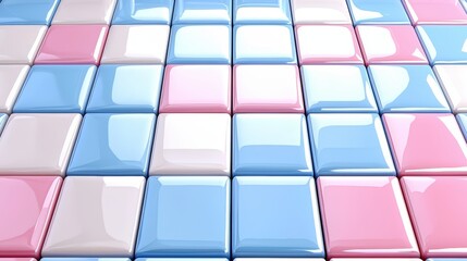 Poster - Blue and pink tile floor with a white border. The tiles are square and the colors are bright and bold