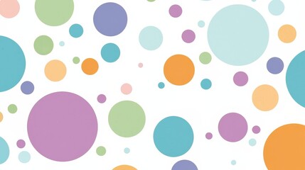 Poster - Colorful background with many different colored circles. The circles are of various sizes and colors, creating a vibrant and lively atmosphere. Concept of fun and playfulness