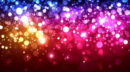 Poster - Colorful background with many small circles. The circles are of different sizes and colors. The background is a mix of red, blue, and yellow. The circles are scattered all over the background