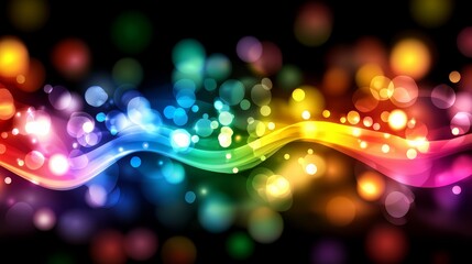 Fototapete - Colorful wave with many different colored circles. The circles are of different sizes and are scattered throughout the image. Scene is vibrant and energetic
