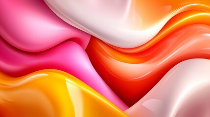 Poster - Colorful, abstract background with a pink and orange wave. The colors are bright and vibrant, creating a sense of energy and excitement. The wave-like pattern adds a dynamic