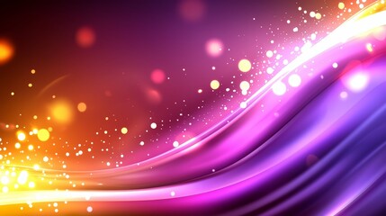 Poster - Colorful, abstract background with a purple wave and orange and yellow swirls. The background is filled with bright colors and dots, giving it a lively and energetic feel