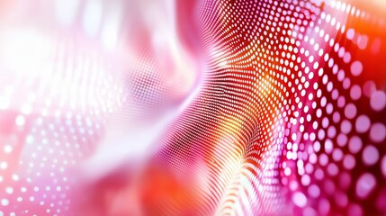 Aufkleber - Colorful, abstract background with a red and white swirl. The background is filled with dots of various sizes and colors. The image has a vibrant and energetic feel to it, with the red