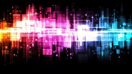 Aufkleber - Colorful, abstract image of a cityscape with bright lights and squares. Scene is energetic and vibrant
