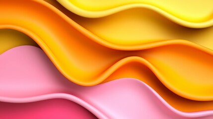 Poster - Colorful, flowing piece of fabric with pink and orange stripes. The colors are vibrant and the fabric appears to be made of silk
