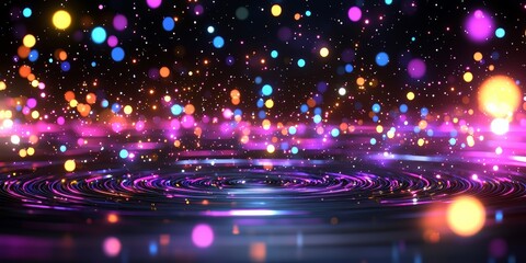Aufkleber - Colorful, glowing background with many small, bright dots. The dots are scattered throughout the image, creating a sense of movement and energy. Scene is one of excitement and celebration