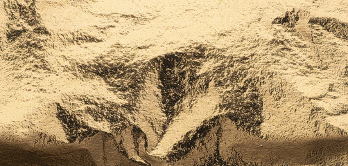 Aufkleber - Rich gold foil texture with darkened central creases and contrasting shadows. The visual depth and uneven reflection add a dramatic and luxurious effect to this horizontal format..