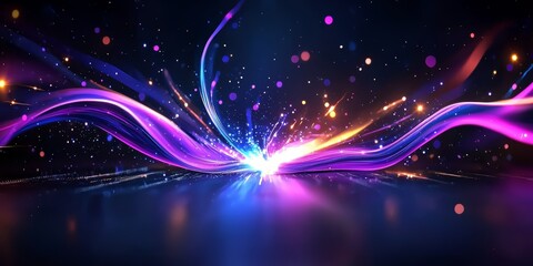 Aufkleber - Colorful, swirling background with purple and blue streaks and a bright yellow spot. The background is filled with bright colors and has a sense of movement and energy