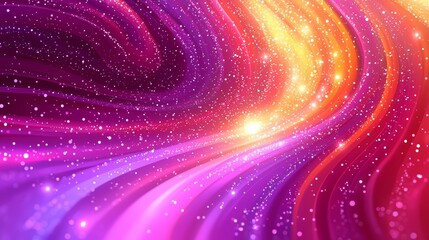 Aufkleber - Colorful, swirling background with pink, purple, and yellow colors. The background is filled with glittery stars that seem to be moving in a wave-like pattern. Scene is one of excitement