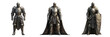© QodaraMedia - Full-body medieval knights in armor isolated on transparent PNG image perfect for RPG characters or historical reenactments