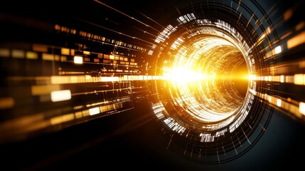 Poster - Glowing yellow line with a black background. The line is a spiral and he is a tunnel